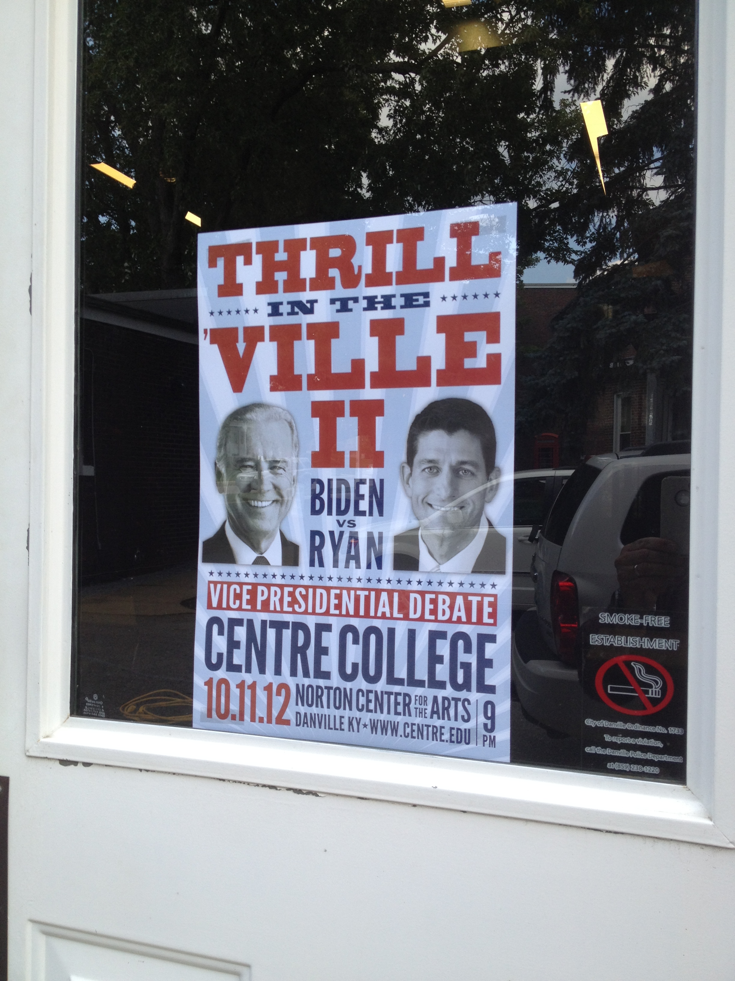 political poster on window